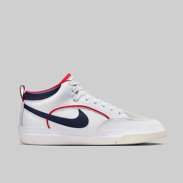 NIKE SB REACT LEO WHITE MIDNIGHT NAVY RED  