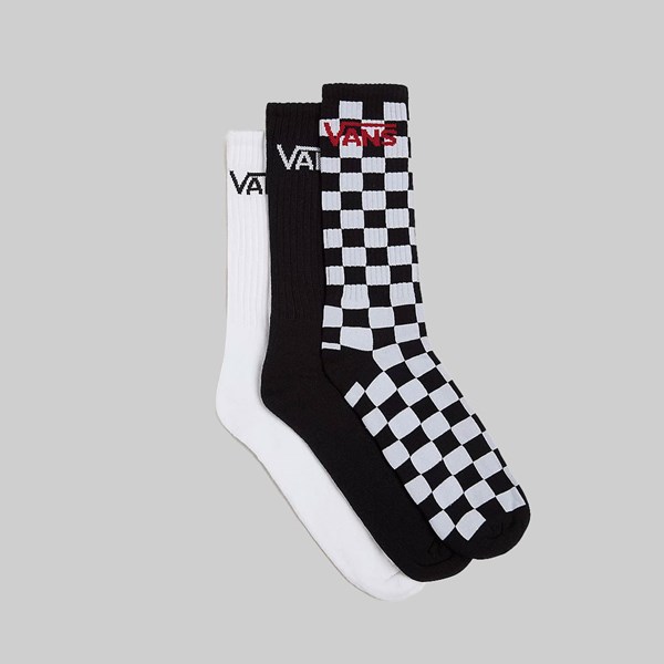 VANS CLASSIC CREW SOCKS CHECK BLACK WHITE 