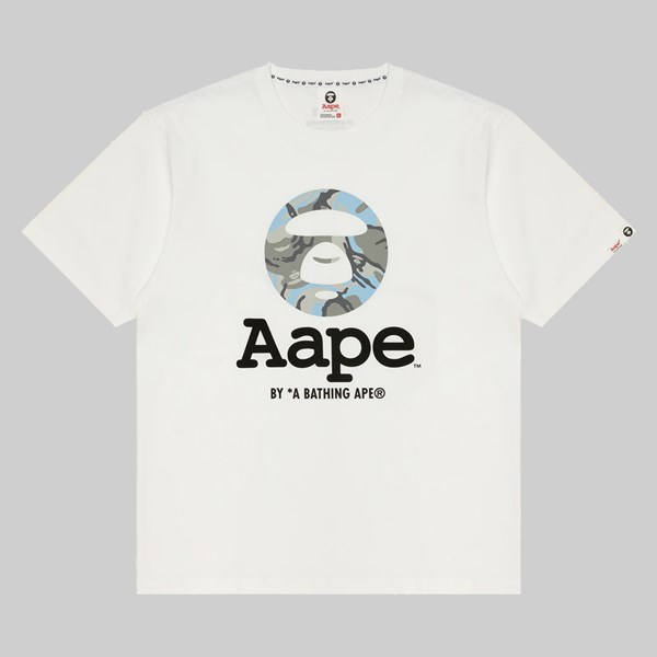 AAPE BY A BATHING APE CAMO MOON FACE TEE WHITE 