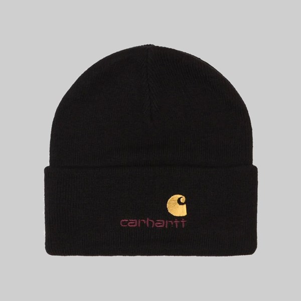 CARHARTT AMERICAN SCRIPT BEANIE BLACK 