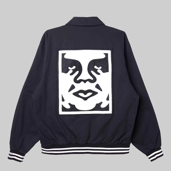 OBEY ICON FACE VARSITY JACKET BLACK 