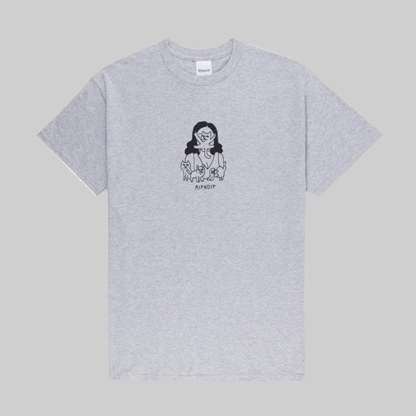 RIP N DIP CAT LADY TEE ASH HEATHER 