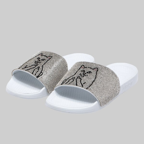 RIP N DIP LORD NERMAL RHINESTONE SLIDES WHITE 