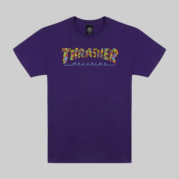 THRASHER X TOY MACHINE SMILE TEE PURPLE 